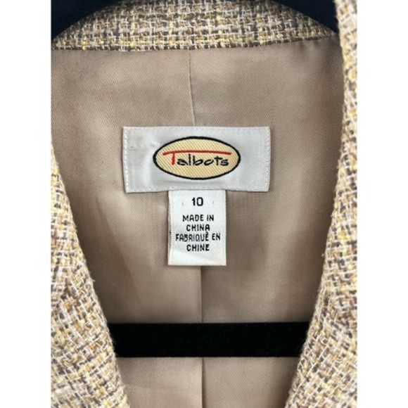 Talbots Womens Tweed Suit Jacket Blazer Gray Beige Pocket Long Sleeve Button 10 - Picture 9 of 9